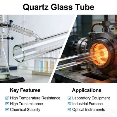 qualità  Factory Made High Temperature Resistant Quartz Glass Tube with 99.99% SiO2 Purity and 1100℃ Working Temperature Fabbrica