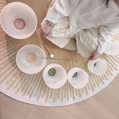6-12 pollici Dimensioni personalizzabili Quartz Singing Bowl Set con martelli gratuiti e anelli O per la guarigione del chakra