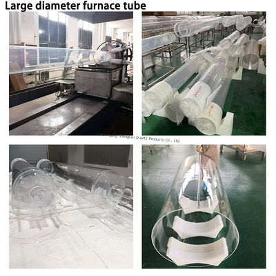 Tubo di vetro al quarzo fuso personalizzato resistente alle alte temperature, di grande diametro e resistente alla corrosione